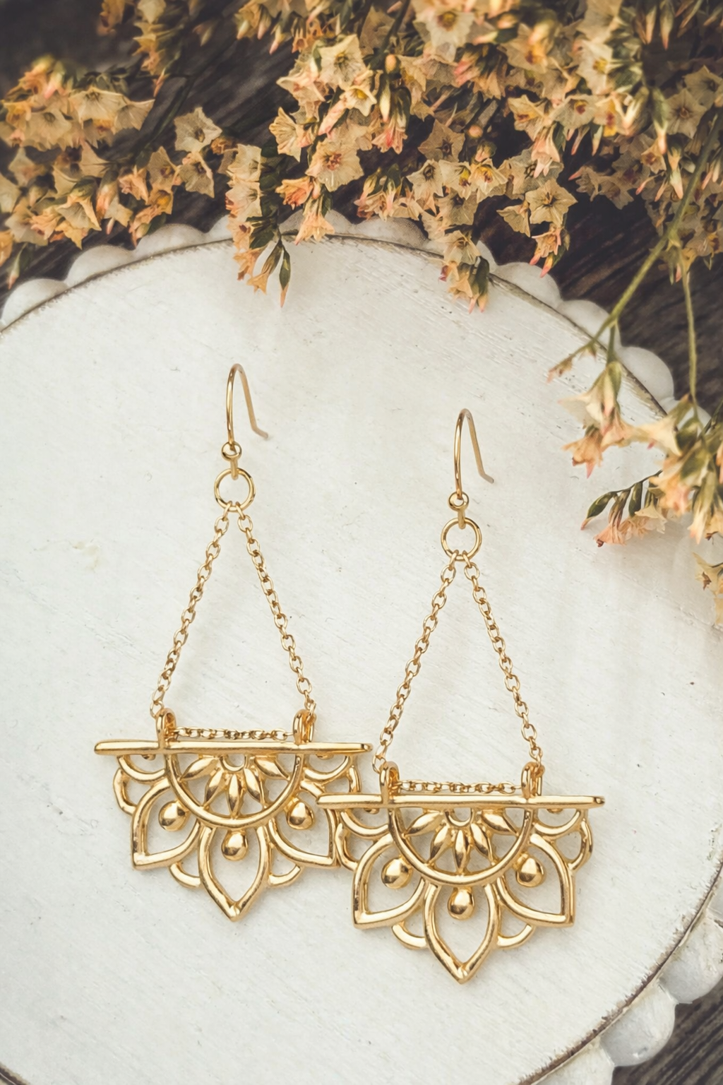 Beautiful Gold Mandala Earrings