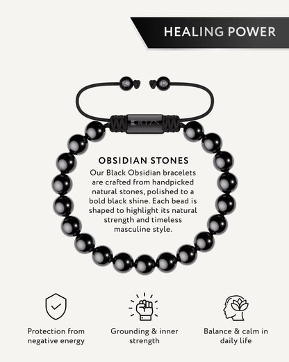 Black Obsidian Beaded Bracelet - Bali