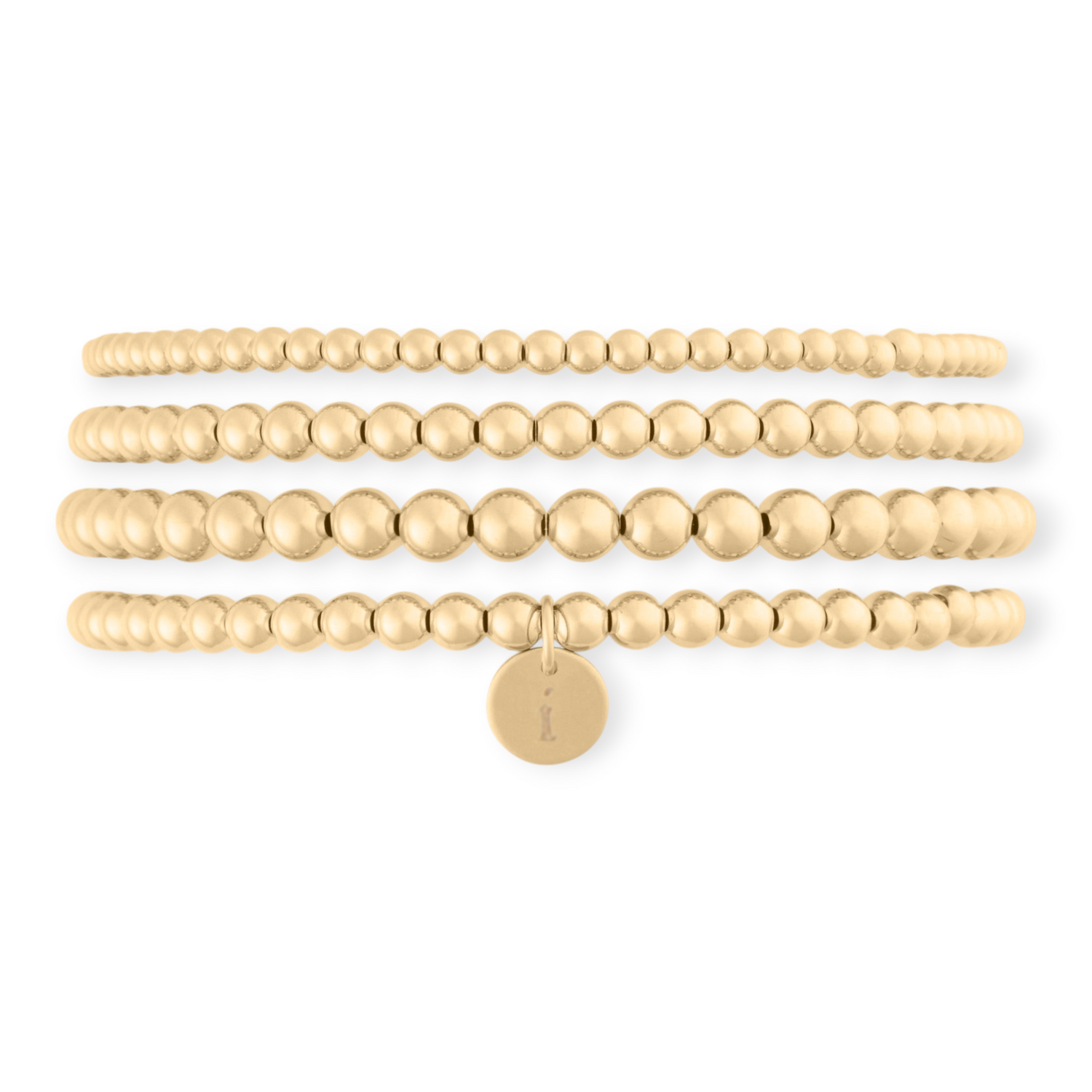 old english initial juno four bracelet stack (3+4+4+5mm)