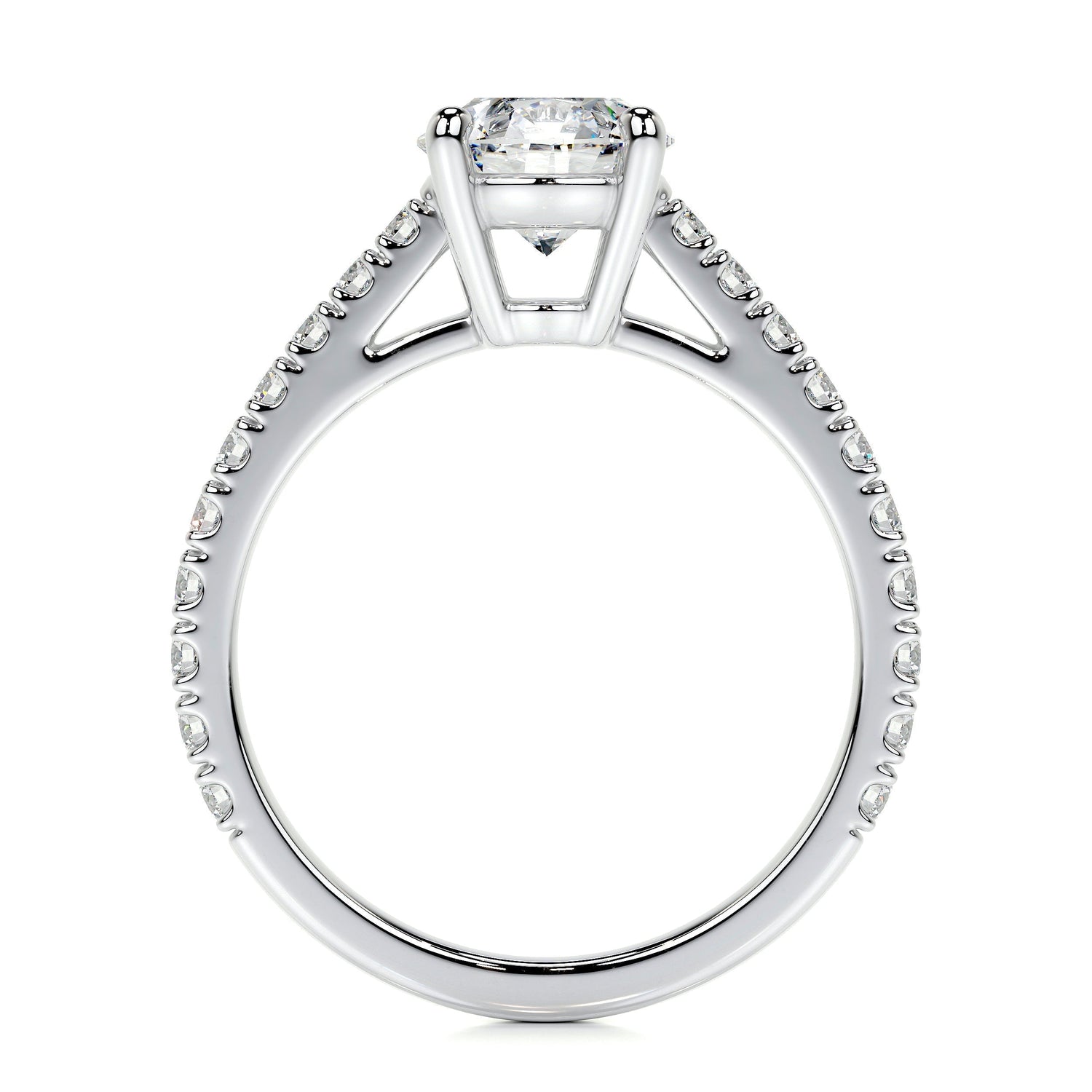 Round Brilliant Lab Grown Diamond Channel Setting Engagement Ring (F/VS) in 14K White Gold