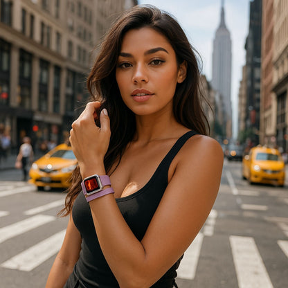 Luxury Double Wrap Dark Pink Leather Apple Watch Band - San Diego