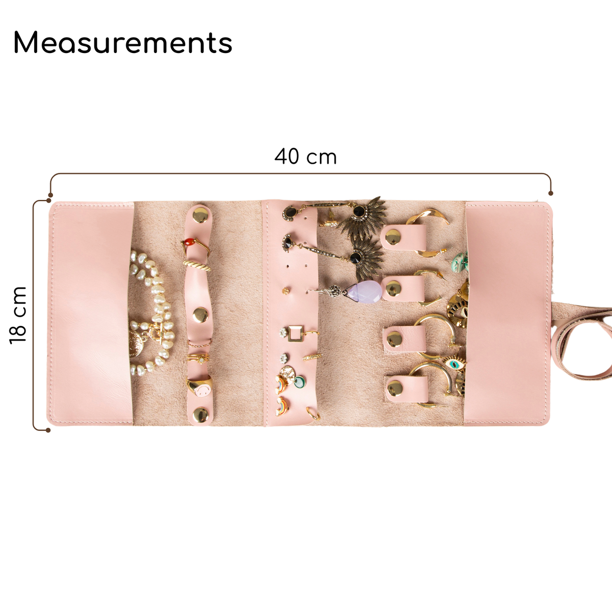 Leather Jewelry Roll - Blush Pink - Florence