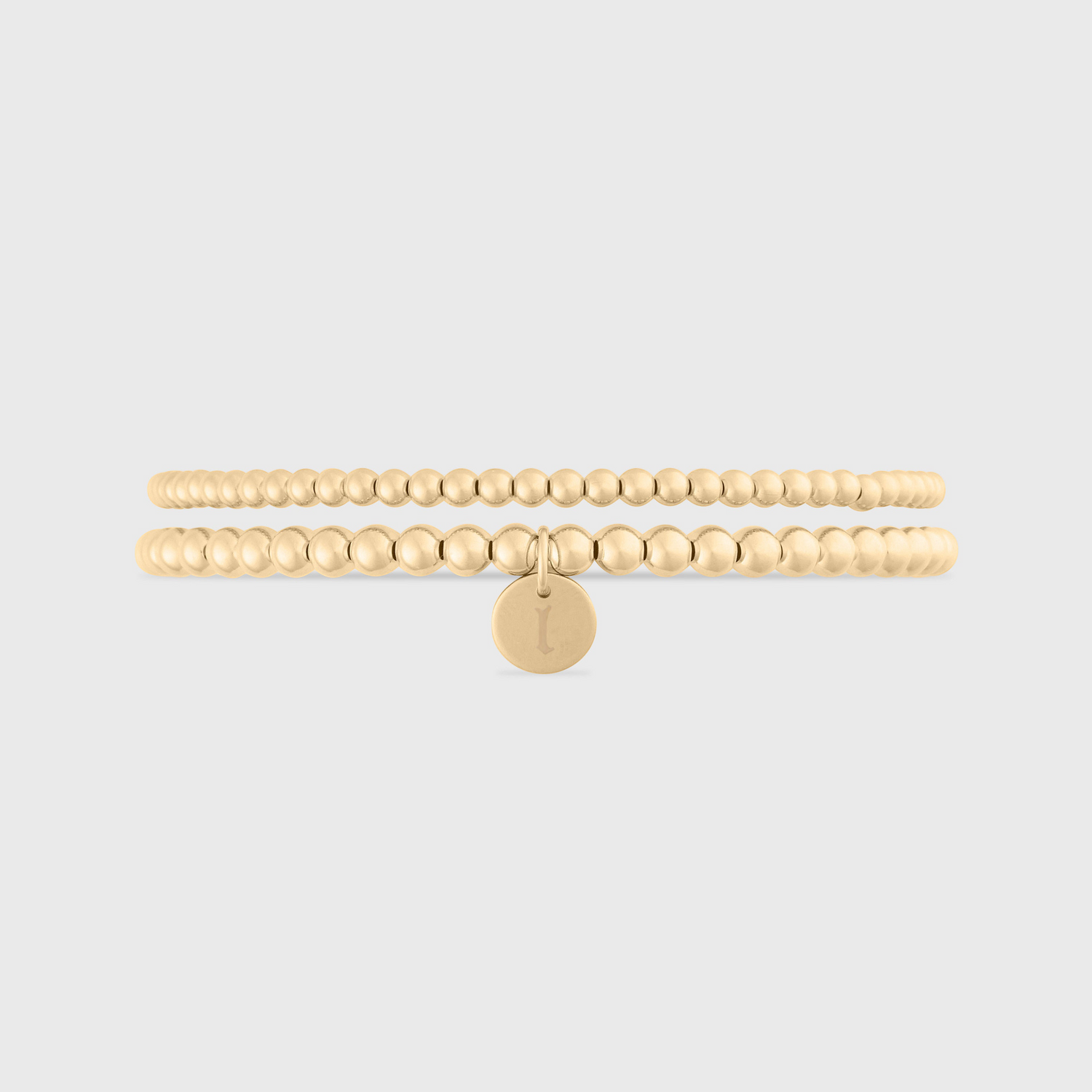old english initial juno double bracelet stack (3+4mm)