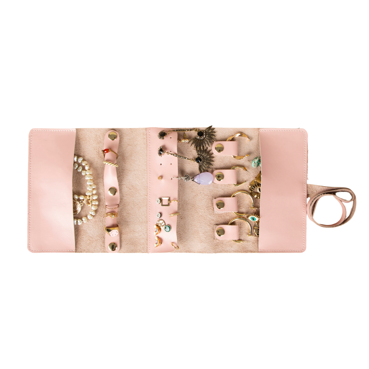 Leather Jewelry Roll - Blush Pink - Florence