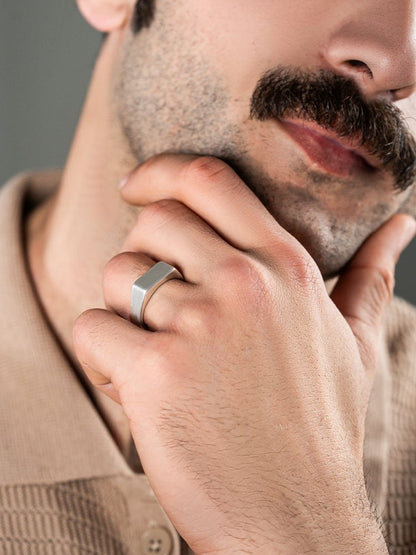 Rectangle Signet Rings (Oxidized)