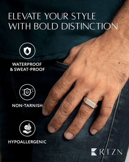 Rectangle Signet Rings (Oxidized)