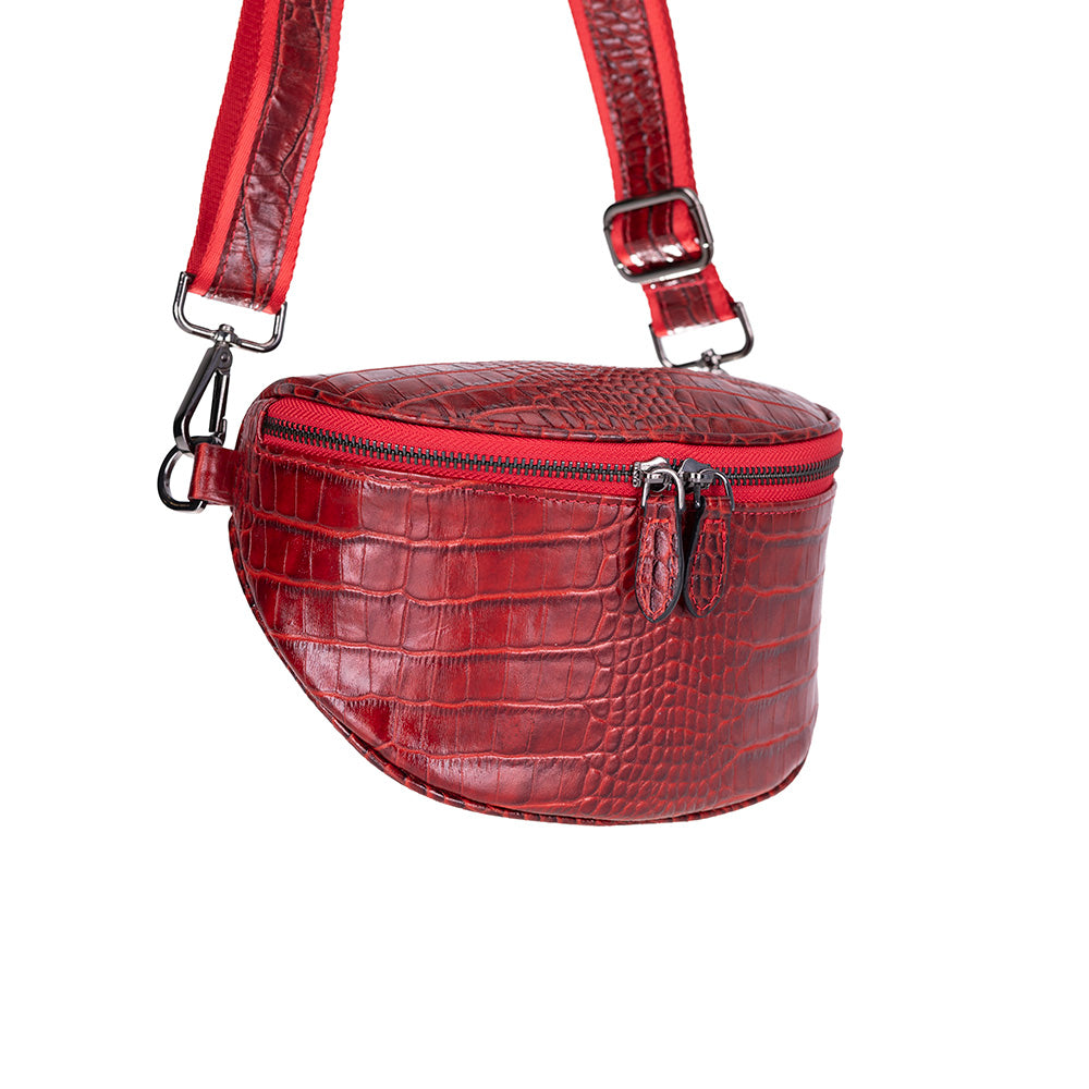 Alora Leather Bag – Croc-Embossed Leather Men &amp; Women Crossbody &amp; Belt Bag for Everyday Elegance | Minimal &amp; Handcrafted