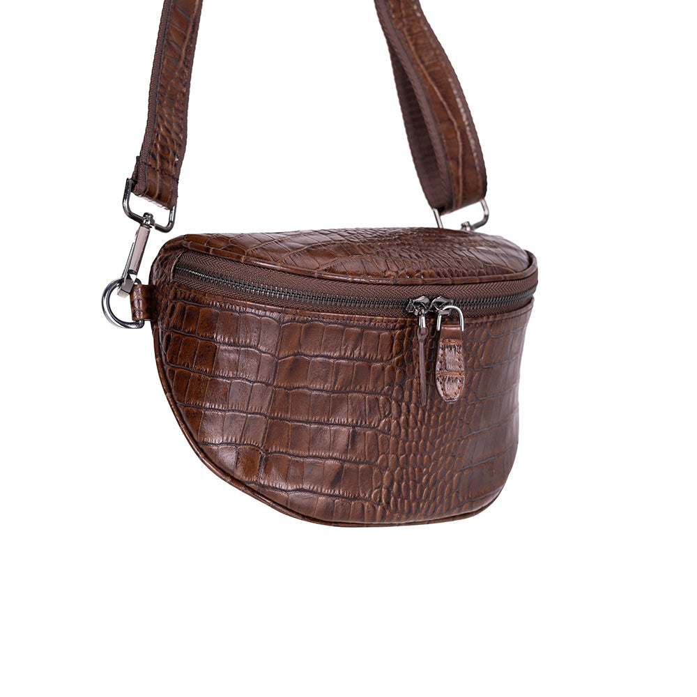 Alora Leather Bag – Croc-Embossed Leather Men &amp; Women Crossbody &amp; Belt Bag for Everyday Elegance | Minimal &amp; Handcrafted