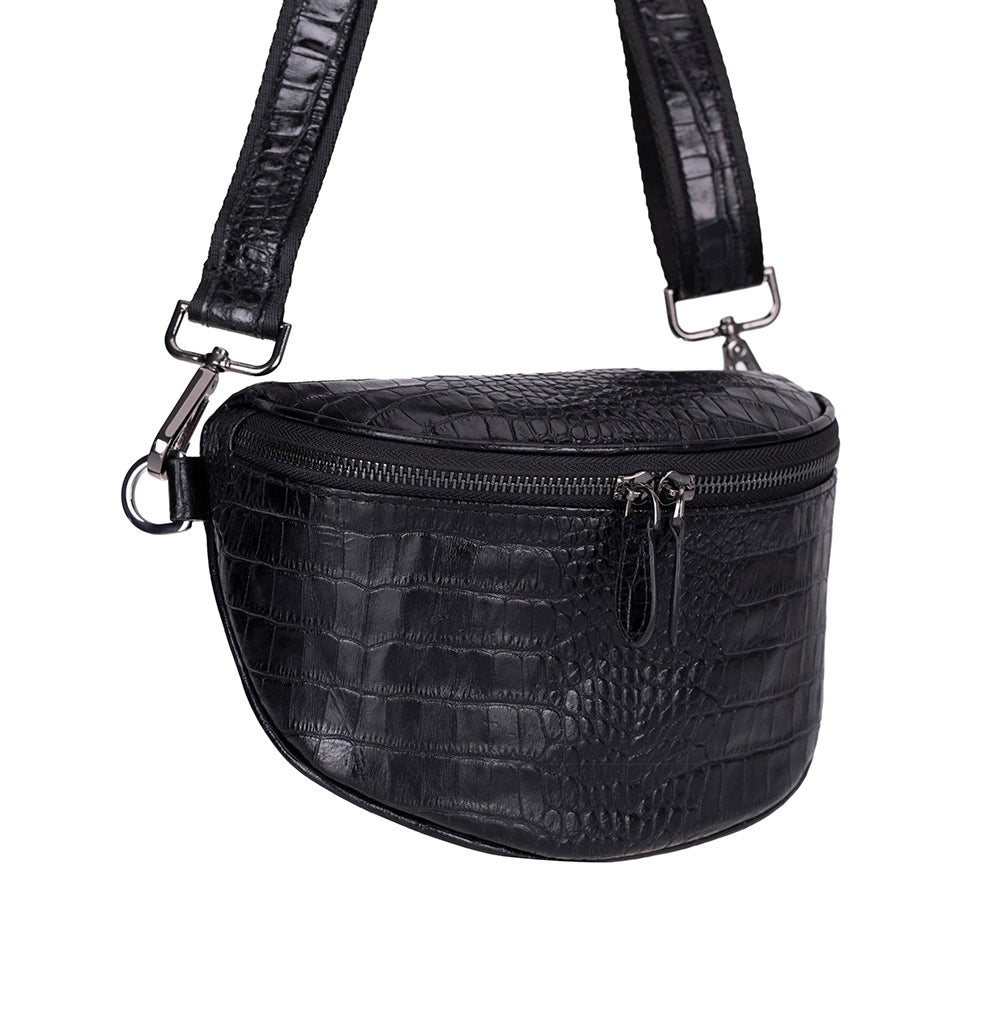 Alora Leather Bag – Croc-Embossed Leather Men &amp; Women Crossbody &amp; Belt Bag for Everyday Elegance | Minimal &amp; Handcrafted