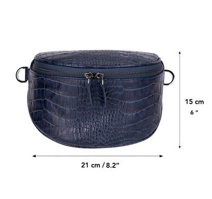 Alora Leather Bag – Croc-Embossed Leather Men &amp; Women Crossbody &amp; Belt Bag for Everyday Elegance | Minimal &amp; Handcrafted
