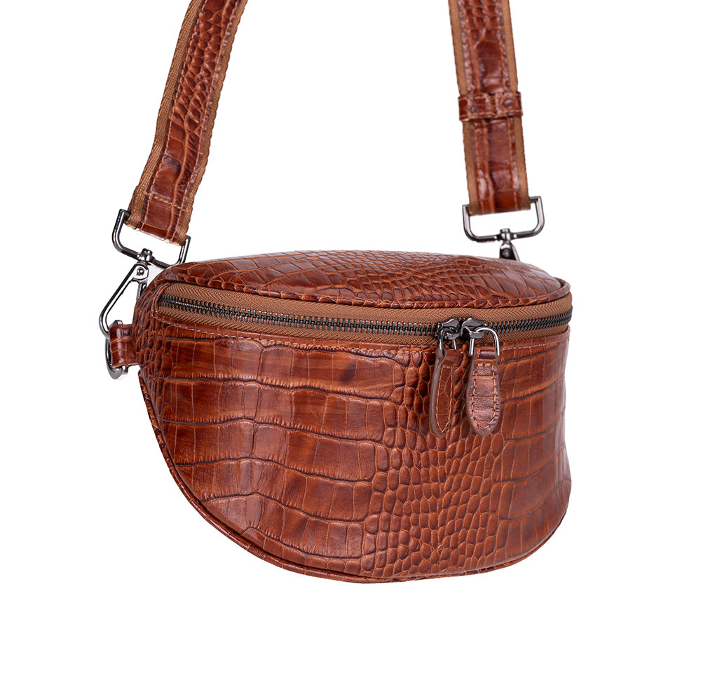 Alora Leather Bag – Croc-Embossed Leather Men &amp; Women Crossbody &amp; Belt Bag for Everyday Elegance | Minimal &amp; Handcrafted