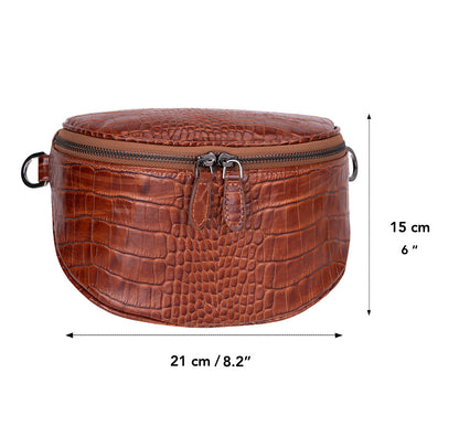 Alora Leather Bag – Croc-Embossed Leather Men &amp; Women Crossbody &amp; Belt Bag for Everyday Elegance | Minimal &amp; Handcrafted