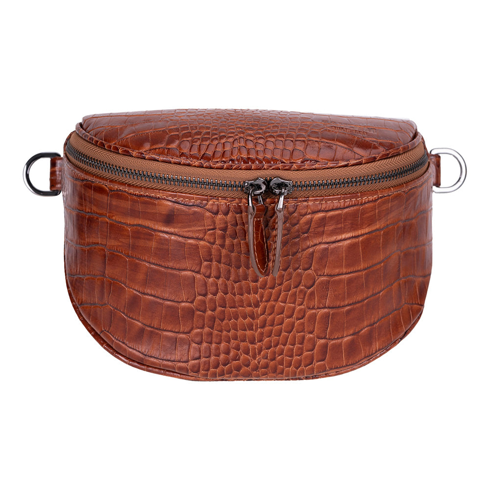 Alora Leather Bag – Croc-Embossed Leather Men &amp; Women Crossbody &amp; Belt Bag for Everyday Elegance | Minimal &amp; Handcrafted