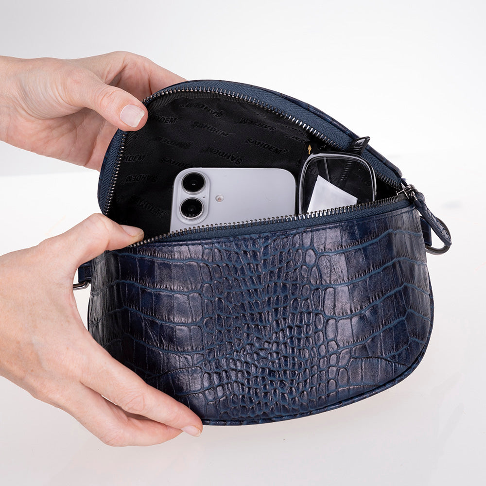 Alora Leather Bag – Croc-Embossed Leather Men &amp; Women Crossbody &amp; Belt Bag for Everyday Elegance | Minimal &amp; Handcrafted