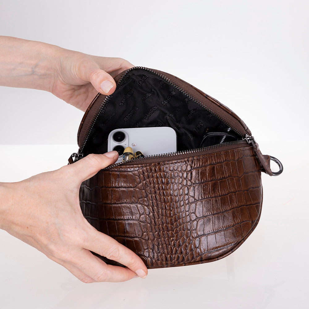Alora Leather Bag – Croc-Embossed Leather Men &amp; Women Crossbody &amp; Belt Bag for Everyday Elegance | Minimal &amp; Handcrafted