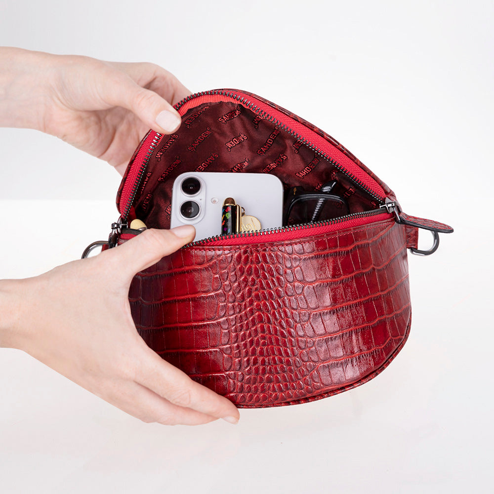 Alora Leather Bag – Croc-Embossed Leather Men &amp; Women Crossbody &amp; Belt Bag for Everyday Elegance | Minimal &amp; Handcrafted