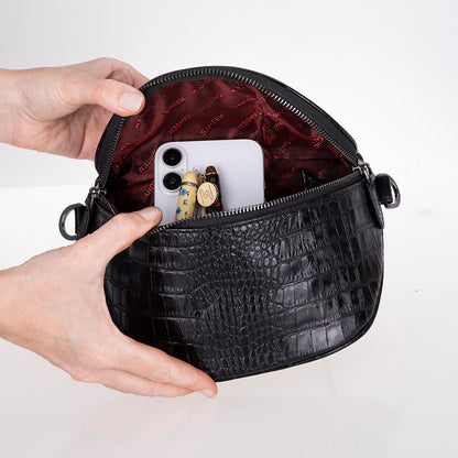 Alora Leather Bag – Croc-Embossed Leather Men &amp; Women Crossbody &amp; Belt Bag for Everyday Elegance | Minimal &amp; Handcrafted