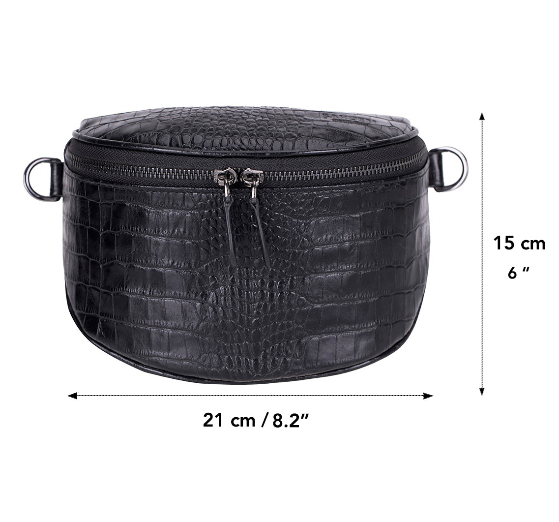 Alora Leather Bag – Croc-Embossed Leather Men &amp; Women Crossbody &amp; Belt Bag for Everyday Elegance | Minimal &amp; Handcrafted