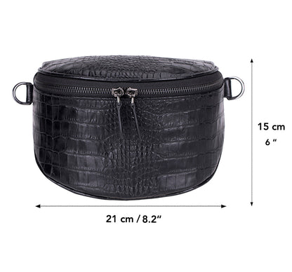 Alora Leather Bag – Croc-Embossed Leather Men &amp; Women Crossbody &amp; Belt Bag for Everyday Elegance | Minimal &amp; Handcrafted