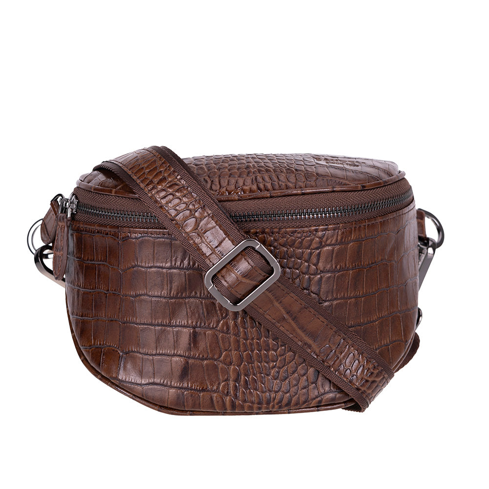 Alora Leather Bag – Croc-Embossed Leather Men &amp; Women Crossbody &amp; Belt Bag for Everyday Elegance | Minimal &amp; Handcrafted