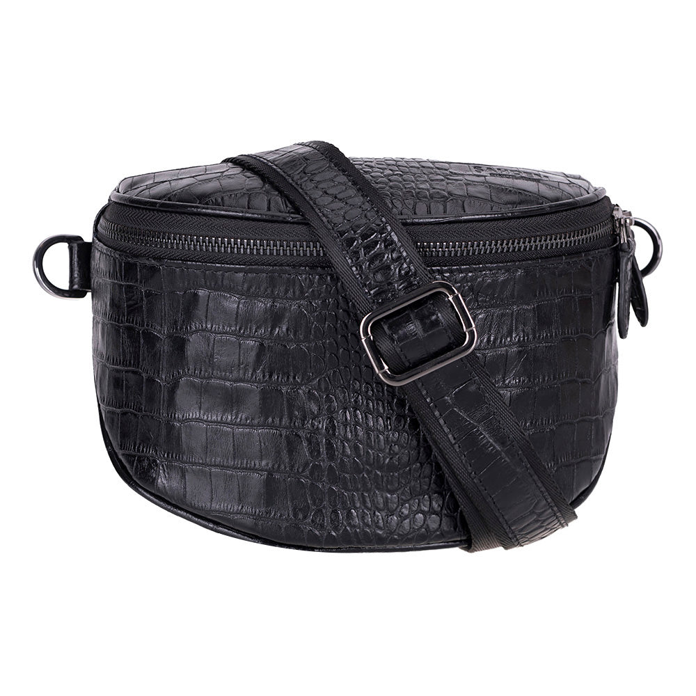 Alora Leather Bag – Croc-Embossed Leather Men &amp; Women Crossbody &amp; Belt Bag for Everyday Elegance | Minimal &amp; Handcrafted
