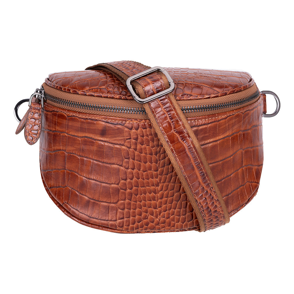 Alora Leather Bag – Croc-Embossed Leather Men &amp; Women Crossbody &amp; Belt Bag for Everyday Elegance | Minimal &amp; Handcrafted