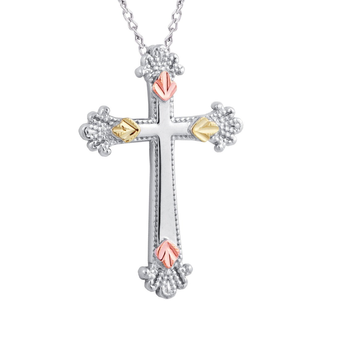 Latin Cross II - Sterling Silver Black Hills Gold Pendant