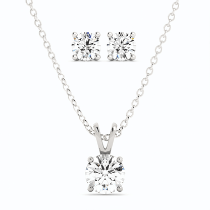 3CTW Moissanite Stud Earrings &amp; Pendant Necklace Set in 14K White Gold Overlay