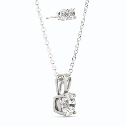 3CTW Moissanite Stud Earrings &amp; Pendant Necklace Set in 14K White Gold Overlay