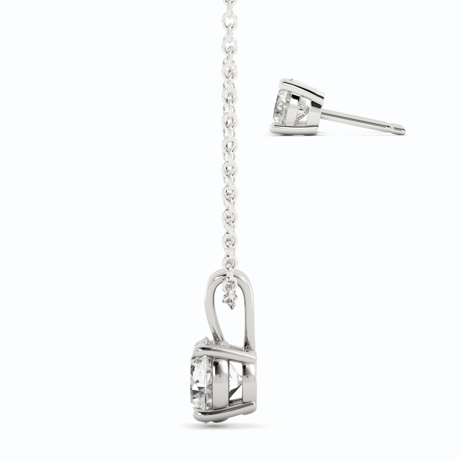 3CTW Moissanite Stud Earrings &amp; Pendant Necklace Set in 14K White Gold Overlay