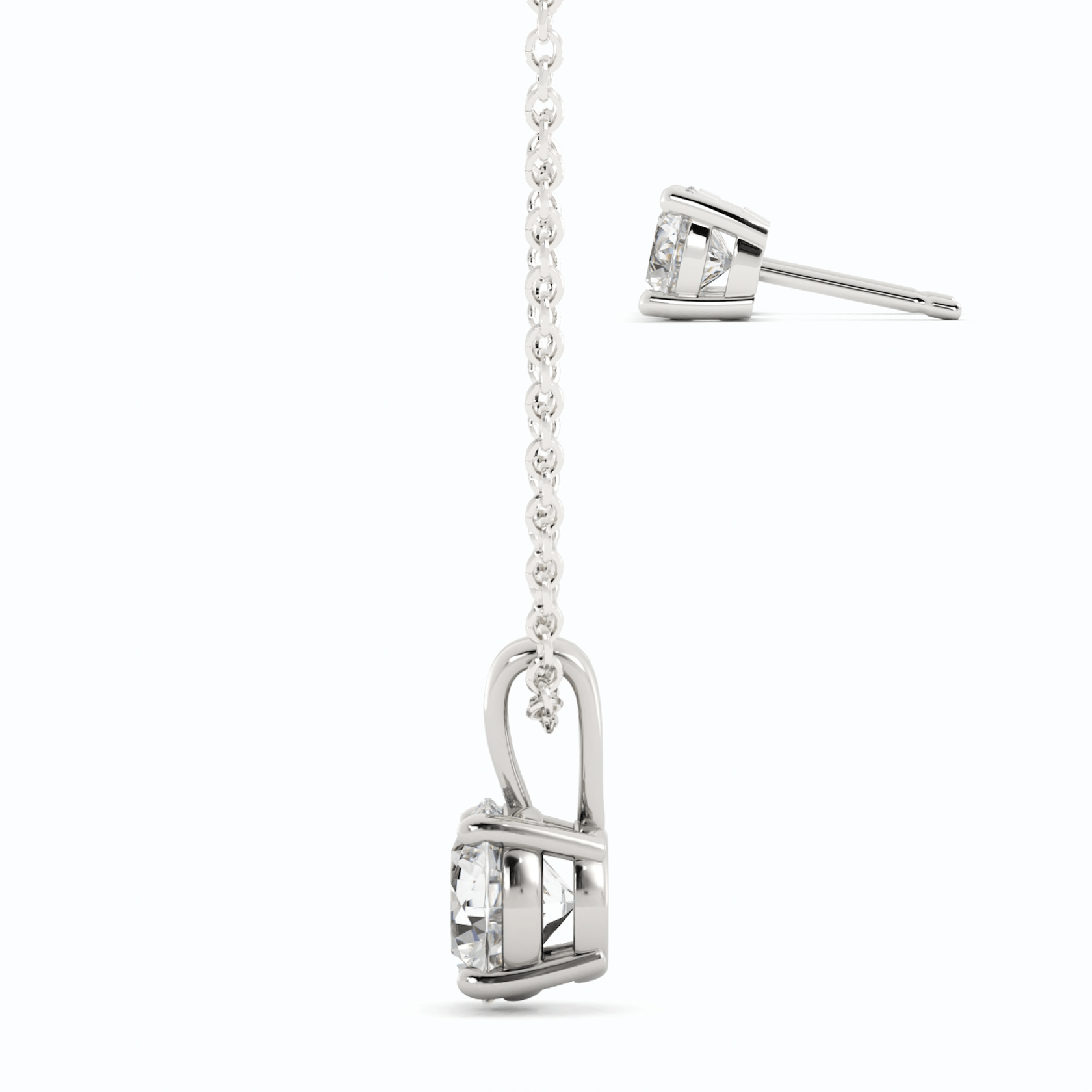 3CTW Moissanite Stud Earrings &amp; Pendant Necklace Set in 14K White Gold Overlay