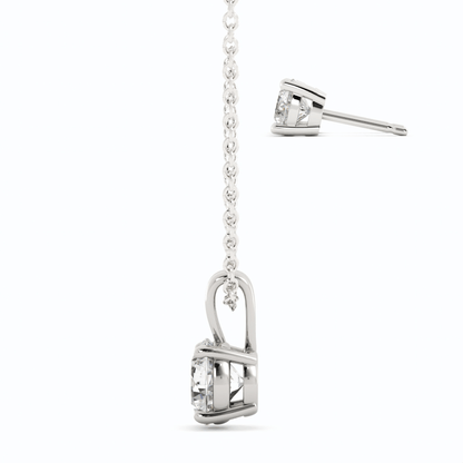3CTW Moissanite Stud Earrings &amp; Pendant Necklace Set in 14K White Gold Overlay