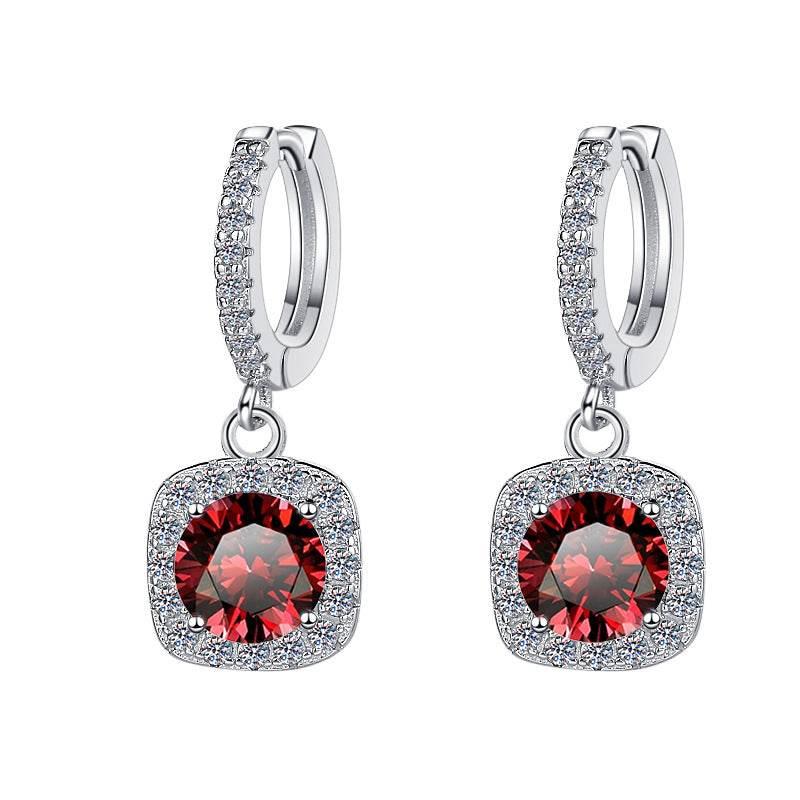 S925 Colorful Moissanite Halo Earrings with Pavé-Set Halo &amp; Hoop, VVS1 Certified, 12 Vibrant Colors , Sterling Silver