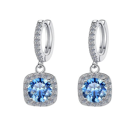 S925 Colorful Moissanite Halo Earrings with Pavé-Set Halo &amp; Hoop, VVS1 Certified, 12 Vibrant Colors , Sterling Silver
