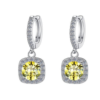 S925 Colorful Moissanite Halo Earrings with Pavé-Set Halo &amp; Hoop, VVS1 Certified, 12 Vibrant Colors , Sterling Silver