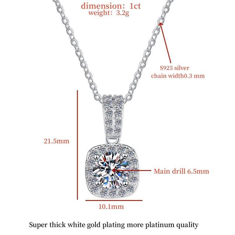 S925 Colorful Moissanite Pendant Necklace with Pavé-Set Halo &amp; Hoop, 1ct D-Grade VVS1 Moissanite in 12 Dazzling Colors with GAR Certification, Sterling Silver Necklace