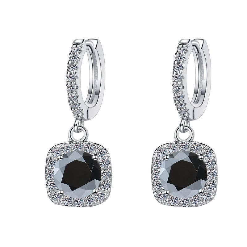 S925 Colorful Moissanite Halo Earrings with Pavé-Set Halo &amp; Hoop, VVS1 Certified, 12 Vibrant Colors , Sterling Silver
