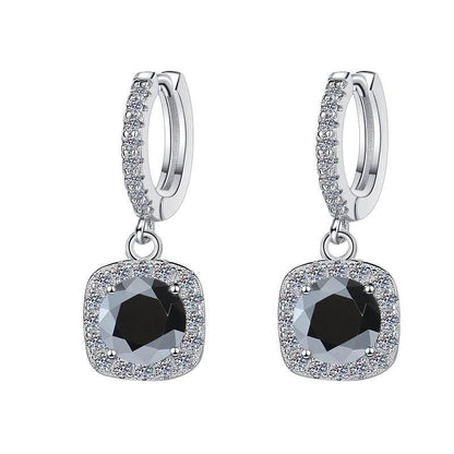 S925 Colorful Moissanite Halo Earrings with Pavé-Set Halo &amp; Hoop, VVS1 Certified, 12 Vibrant Colors , Sterling Silver