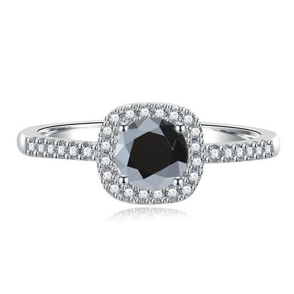 S925 Multicolor Moissanite Cushion Halo Adjustable Rings with Pavé-Set Band &amp; Square Accents, 0.5ct-2ct D-Grade VVS Certificate, 12 Vibrant Colors, Sterling Silver Jewelry