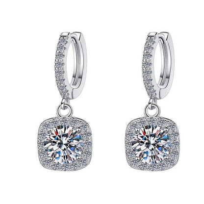 S925 Colorful Moissanite Halo Earrings with Pavé-Set Halo &amp; Hoop, VVS1 Certified, 12 Vibrant Colors , Sterling Silver