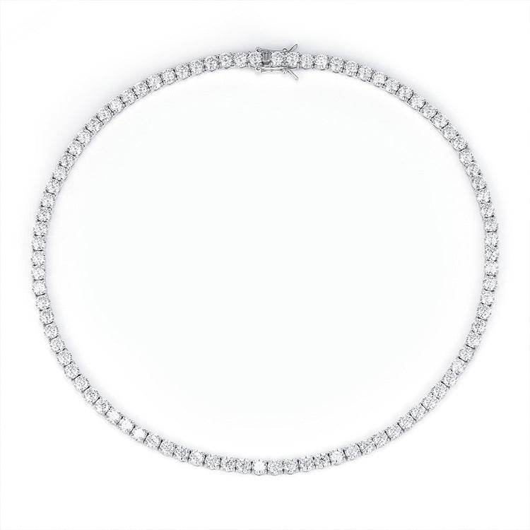 VVS1 Moissanite S925 &amp; 14K Tennis Chain Iced Out Necklace and Bracelet, 6–26 Inch, 2–6.5mm Round Cut D-Grade Certified Moissanite, Sterling Silver White Gold Plated, Hypoallergenic Hip Hop Jewelry