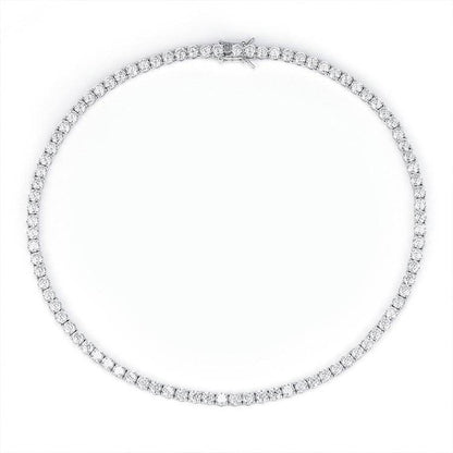 VVS1 Moissanite S925 &amp; 14K Tennis Chain Iced Out Necklace and Bracelet, 6–26 Inch, 2–6.5mm Round Cut D-Grade Certified Moissanite, Sterling Silver White Gold Plated, Hypoallergenic Hip Hop Jewelry