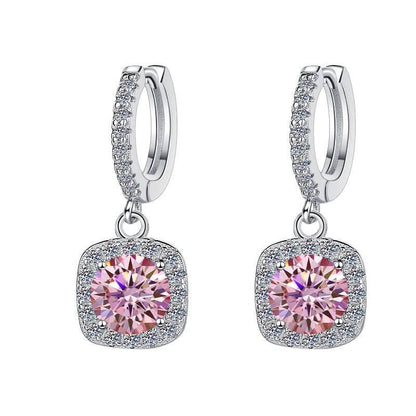 S925 Colorful Moissanite Halo Earrings with Pavé-Set Halo &amp; Hoop, VVS1 Certified, 12 Vibrant Colors , Sterling Silver