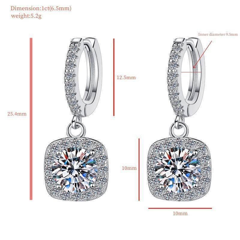 S925 Colorful Moissanite Halo Earrings with Pavé-Set Halo &amp; Hoop, VVS1 Certified, 12 Vibrant Colors , Sterling Silver