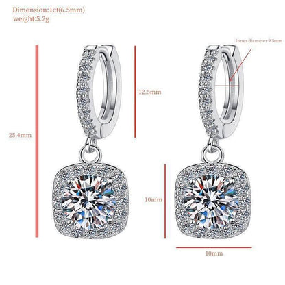 S925 Colorful Moissanite Halo Earrings with Pavé-Set Halo &amp; Hoop, VVS1 Certified, 12 Vibrant Colors , Sterling Silver