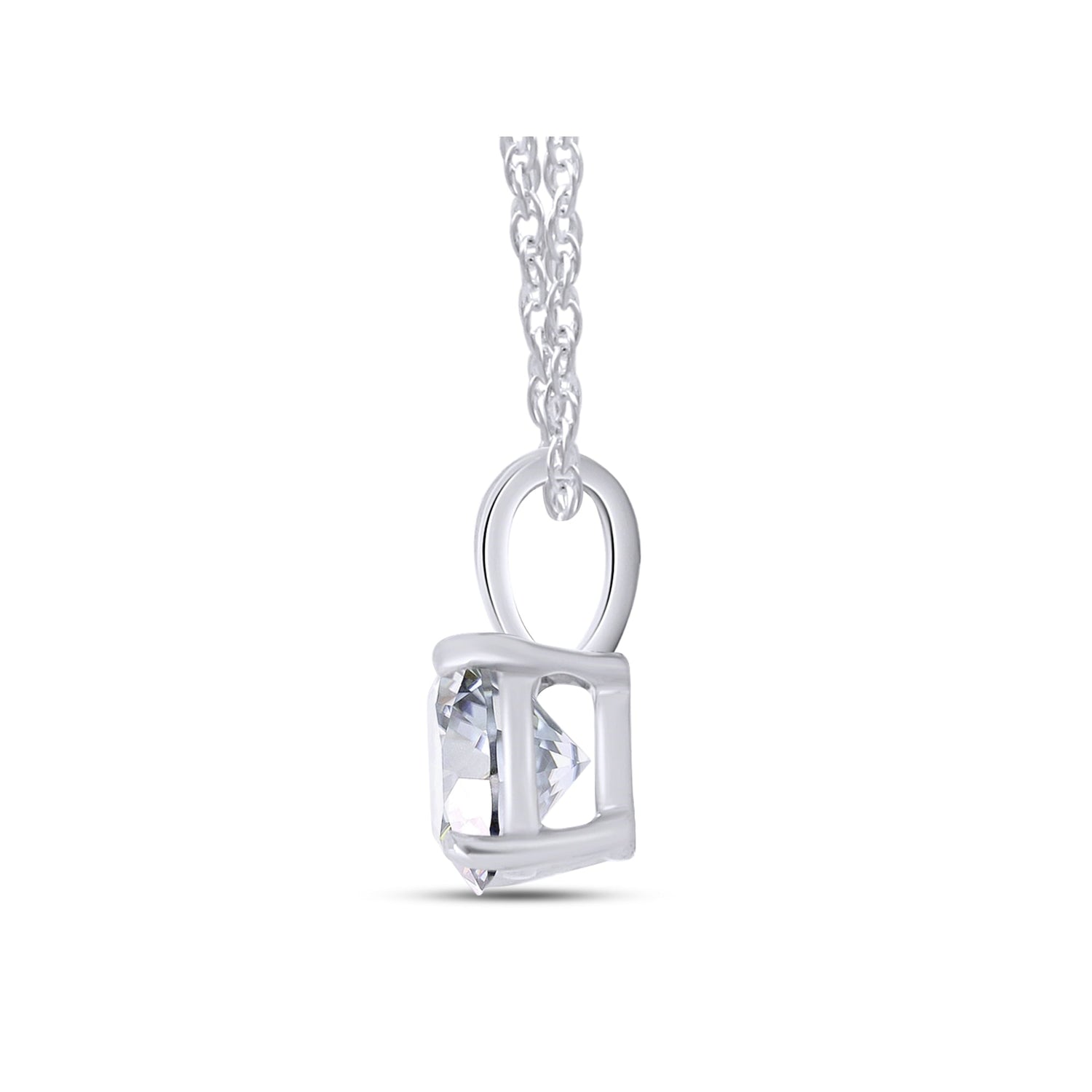.80 CTW Certified Genuine Moissanite Solitaire Pendant Necklace - Choice of 14k White or Yellow Gold