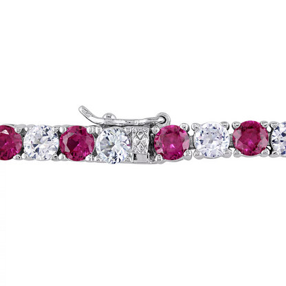 6CTW Lab-Created Ruby &amp; White Sapphire Tennis Bracelet in 14K Gold Overlay – 7.25”