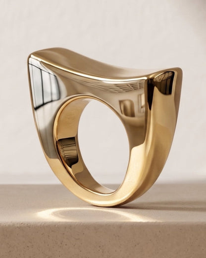 Caroline Wide Curved Gold Statement Ring
