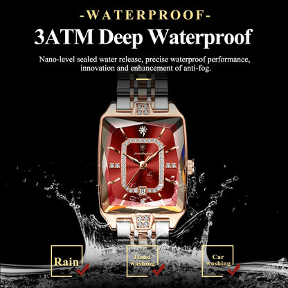 POEDAGAR Luxury Watch For Woman Elegant Waterproof Calendar Ladies Watch Rectangle Stainless Steel Quartz Women&