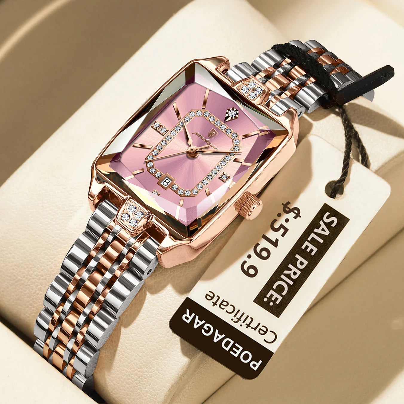 POEDAGAR Luxury Watch For Woman Elegant Waterproof Calendar Ladies Watch Rectangle Stainless Steel Quartz Women&